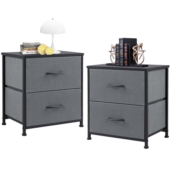 CONCETTA 2 Piece Nightstand Set - 2 Storage Drawers, Bedside Furniture End Table, Suitable for Living Room, Bedroom, Closet