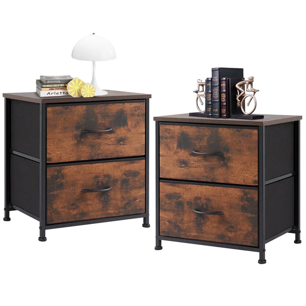 CONCETTA 2 Piece Nightstand Set - 2 Storage Drawers, Bedside Furniture End Table, Suitable for Living Room, Bedroom, Closet
