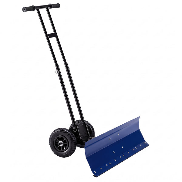 SHOUFTW 36 Inch Snow Shovel with Wheels, 2-Wheel Heavy Duty Carbon Steel Snow Pusher, Adjustable Handle & Blade Angle, for Driveway Yard Sidewalk Winter Snow Removal