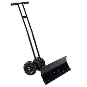 SHOUFTW 36 Inch Snow Shovel with Wheels, 2-Wheel Heavy Duty Carbon Steel Snow Pusher, Adjustable Handle & Blade Angle, for Driveway Yard Sidewalk Winter Snow Removal