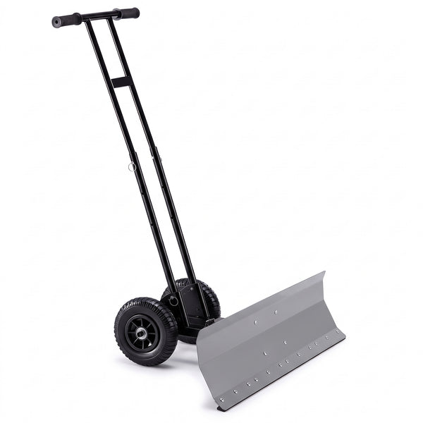 SHOUFTW 36 Inch Snow Shovel with Wheels, 2-Wheel Heavy Duty Carbon Steel Snow Pusher, Adjustable Handle & Blade Angle, for Driveway Yard Sidewalk Winter Snow Removal