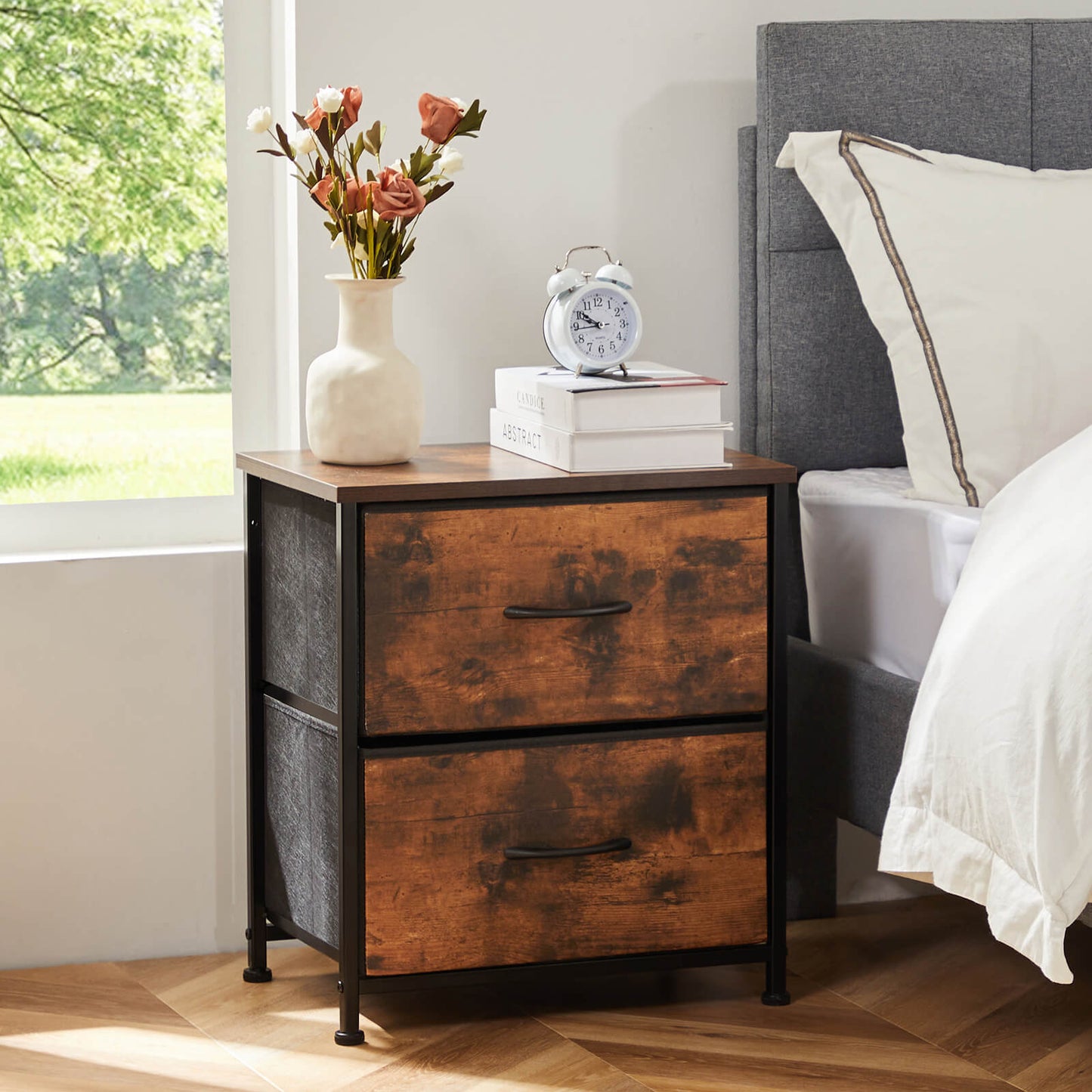 CONCETTA 2 Piece Nightstand Set - 2 Storage Drawers, Bedside Furniture End Table, Suitable for Living Room, Bedroom, Closet