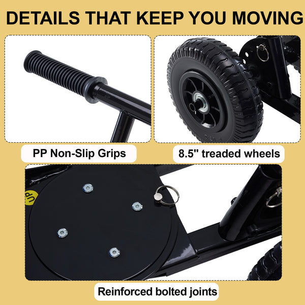 SHOUFTW 36 Inch Snow Shovel with Wheels, 2-Wheel Heavy Duty Carbon Steel Snow Pusher, Adjustable Handle & Blade Angle, for Driveway Yard Sidewalk Winter Snow Removal