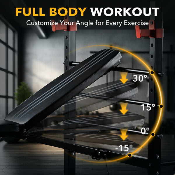 SHOUFTW Adjustable Weight Bench Set, Foldable Bench Press with Leg Developer, 650 LBS Heavy-Duty Space Saving Workout Set for Small Apartments Strength Training