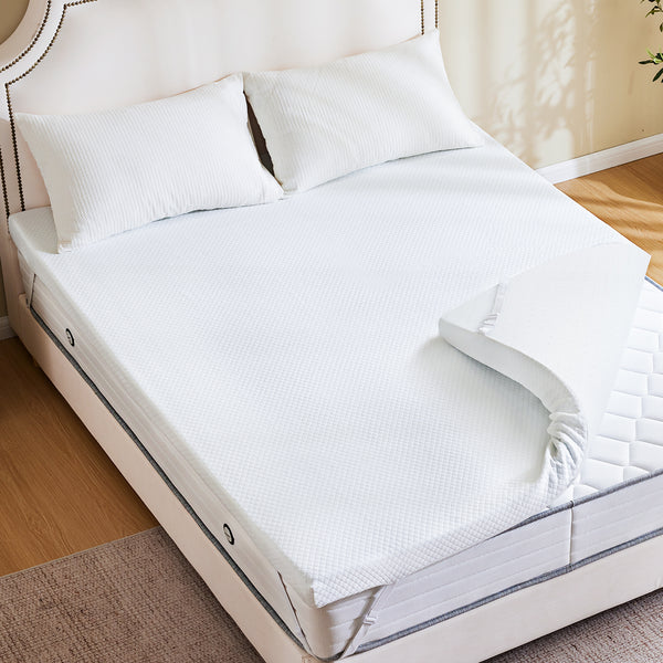 CONCETTA Gel Memory Foam Mattress Topper Full Size, Bed Topper with Removable Soft Cover, White