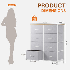 CONCETTA 8-Drawer Fabric Dresser, Storage Organizer Cabinet for Living Room, Bedroom, Office