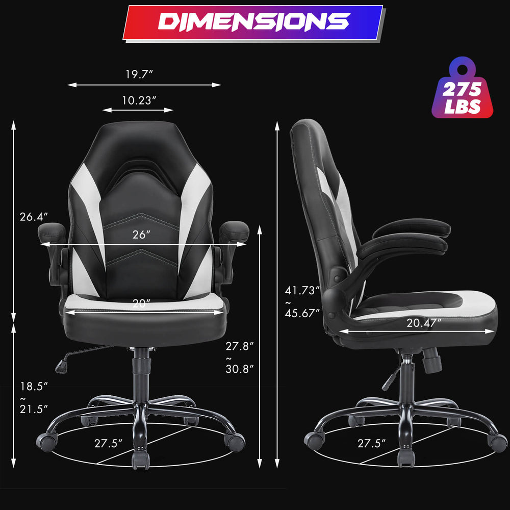 CONCETTA Ergonomic Leather Gaming Chair-Office Desk PU Leather Chair -up Armrests, Swivel Task Chair Adjustable Height for Adults Teens Kids