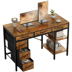 CONCETTA Computer Desk with 6 Drawers and 2 Open Shelves, Modern Home Office Desk