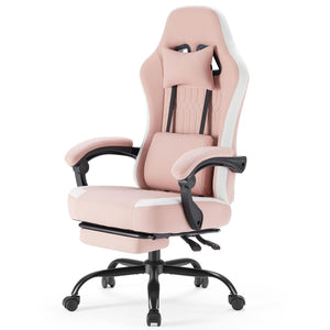 gaming chair, office chair with high backrest and computer chair, is an ergonomic adjustable rotating office chair. Available in black, white, khaki, pink and blue.