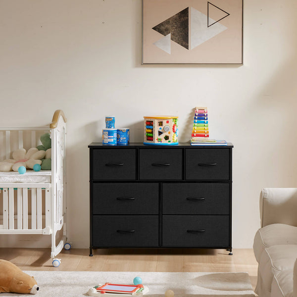 CONCETTA Dresser for Bedroom-with 7 Drawers, Chest Tower TV Stand,  Wooden Top for Living Room,  Bedroom, Closet