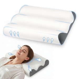 CONCETTA Cloud-Shaped Deep Sleep Pillow, Includes Pillowcase, Contour Memory Foam Pillow for Side and Back Sleepers