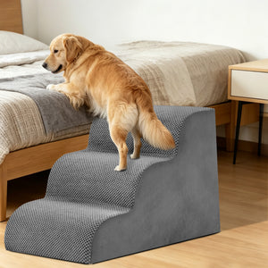 CONCETTA Pet Stairs Ramp, High-Density Foam Dog Cat Steps, Non-Slip Indoor Ladder for Couch, High Beds, Sofa, Gray