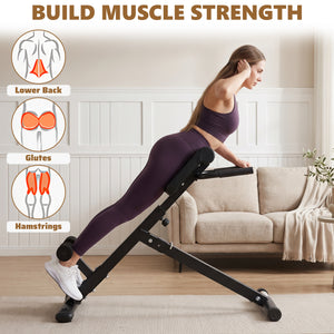 CONCETTA Roman Chair Hyperextension Bench, Adjustable Back Extension Machine with Foldable Design, Heavy Duty Frame for Glutes, Hamstrings & Core Workout