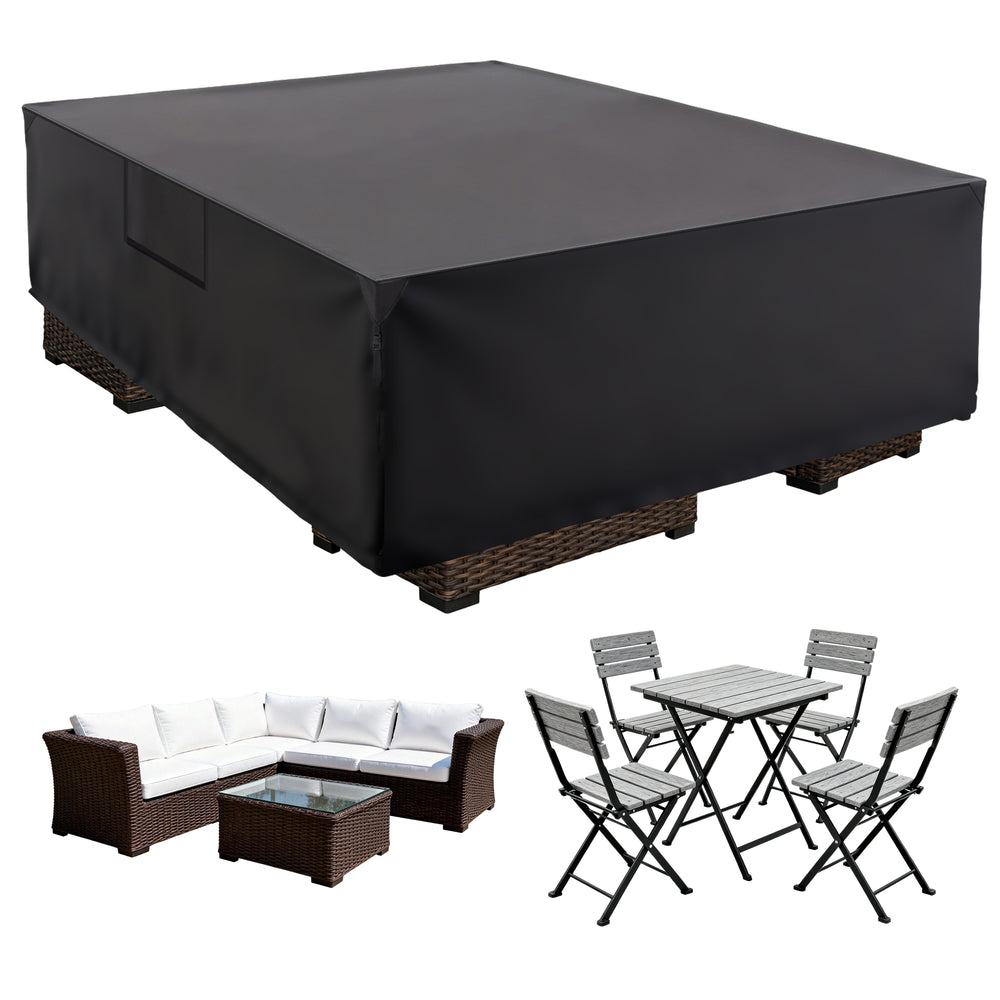 CONCETTA Rectangular Patio Furniture Cover, 600D Waterproof Outdoor Dining Table & Chair Cover, Heavy Duty