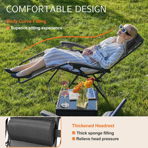 JOINSUN Zero Gravity Chairs - Set of 2 portable recliners with adjustable steel mesh for beach, camping, patio and lawn