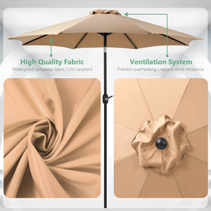 CONCETTA 9FT Patio Umbrella with Push Button Tilt and Crank,  with 8 Sturdy Ribs,Outdoor Umbrella, Pool Umbrella, for Market, Terrace, Beach, Outdoor Restaurant