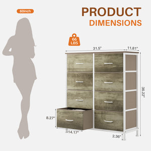 CONCETTA 8-Drawer Fabric Dresser, Storage Organizer Cabinet for Living Room, Bedroom, Office