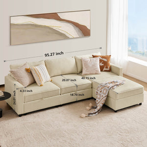 CONCETTA Convertible Sectional Sofa Couch-with Storage for Living Room, U-Shaped Modern Modular Sofa Sleeper with Reversible Chaise