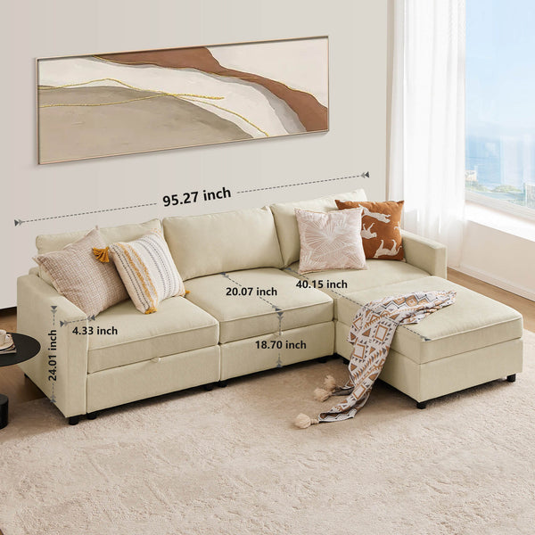 CONCETTA Convertible Sectional Sofa Couch-with Storage for Living Room, U-Shaped Modern Modular Sofa Sleeper with Reversible Chaise