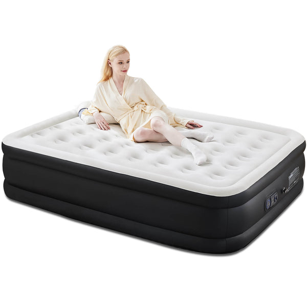 CONCETTA Portable inflatable blow up mattress air bed with built-in high capacity air pump, double height