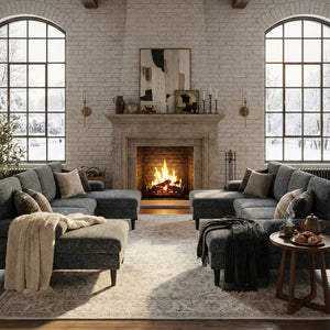 CONCETTA U Shaped Sectional Sofa Couches with Double Chaise 4-Seat Set, Chenille Fabric Cushion for Living Room Home Furniture