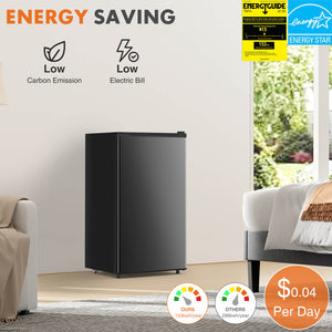 CONCETTA Mini Fridge with Freezer,3.2 Cu.Ft Small Refrigerator Single Door Adjustable Thermostat Energy-efficient Low Noise
