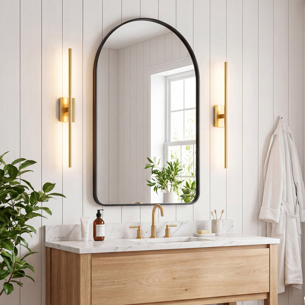 CONCETTA Arched Bathroom Mirror, Aluminum Alloy Framed for Wall, Vanity, Living Room, Bedroom, Entryway, Hallways