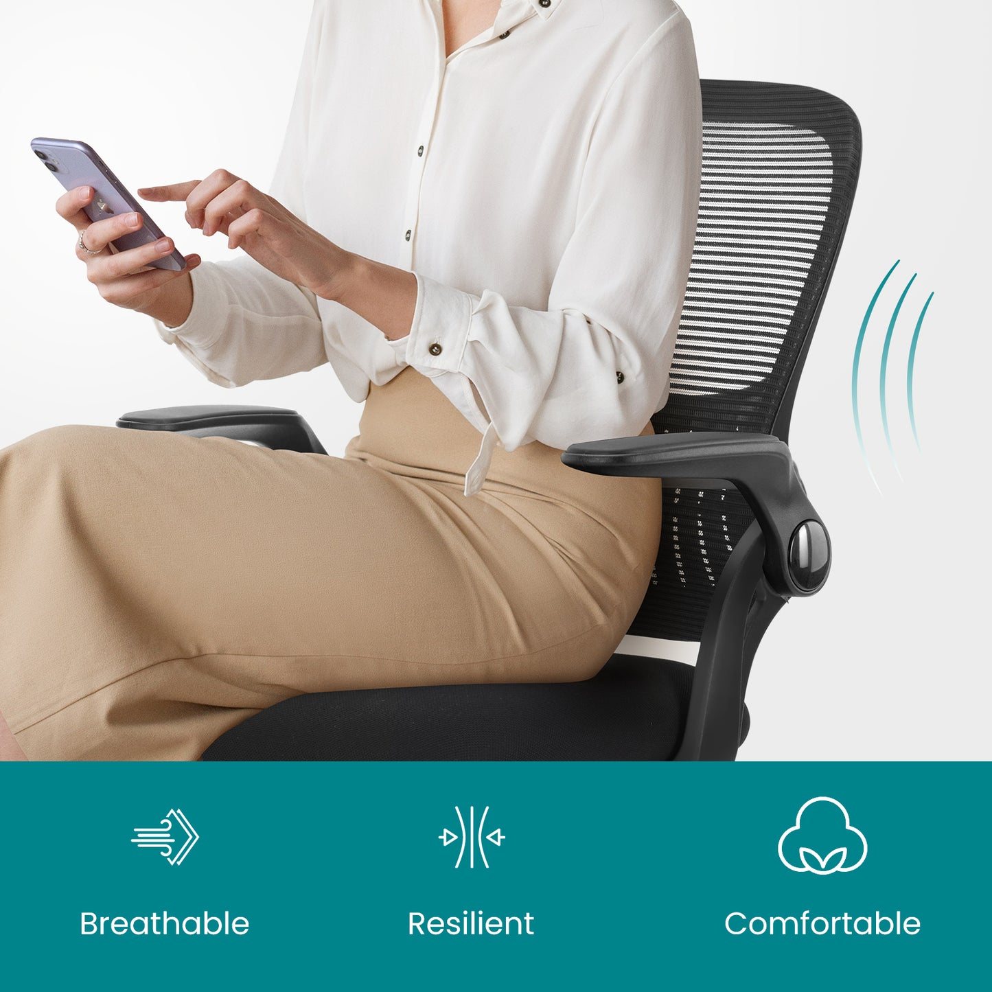 CONCETTA Ergonomic Office Home Desk Mesh Fixed Armrest