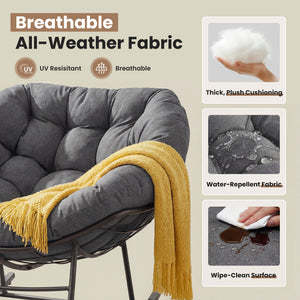 CONCETTA Heavy Duty Outdoor Rocking Chair with Cushion, Oversized Egg Lounge, 450 Lbs All-Weather Glider for Patio, Garden, Living Room