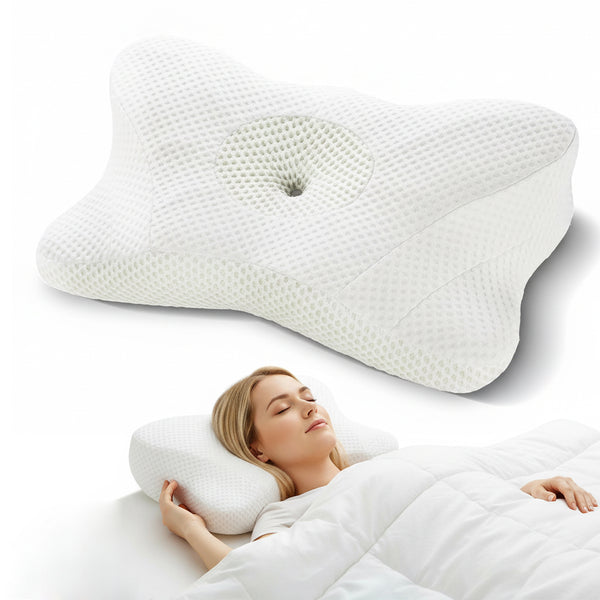 CONCETTA Ergonomic Cervical Pillow Orthopedic Cervical Pillow for Neck Pain Relief,Queen White
