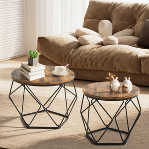 CONCETTA Small Round Coffee Table Set of 2, Nesting Side Tables for Living Room or Bedroom, Modern Accent End Tables