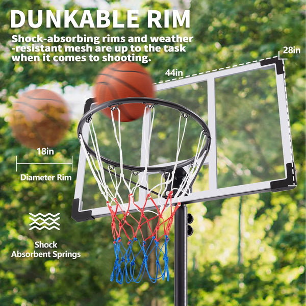 CONCETTA Basketball Hoop, Adjustable Portable Outdoor Indoor for Youth Adults Kids Driveway Backyard Sturdy Durable Goal System