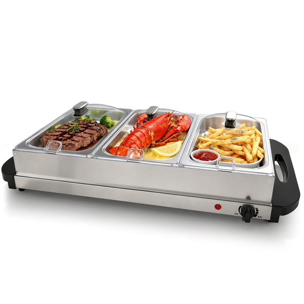 Electric Warming Tray with Temperature Control, Buffet Server & Chafing Dish for Parties, Holidays, Catering, Dishwasher Safe