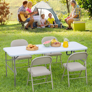 CONCETTA Outdoor Indoor Portable Folding Table, Heavy Duty Foldable Table, Carrying Handle for Camping Picnic