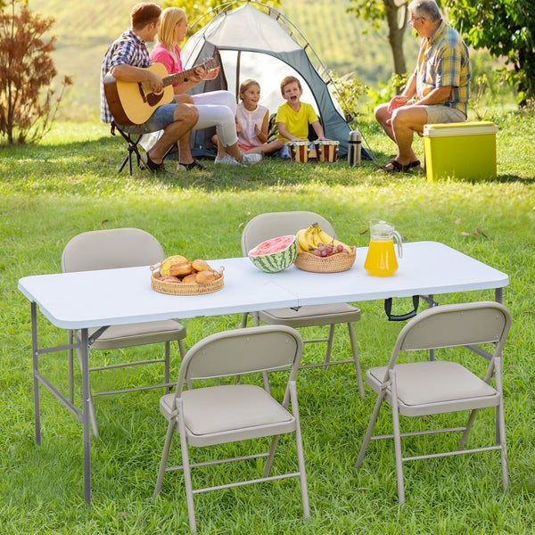 CONCETTA Outdoor Indoor Portable Folding Table, Heavy Duty Foldable Table, Carrying Handle for Camping Picnic