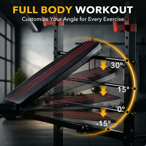 SHOUFTW Adjustable Weight Bench Set, Foldable Bench Press with Leg Developer, 650 LBS Heavy-Duty Space Saving Workout Set for Small Apartments Strength Training