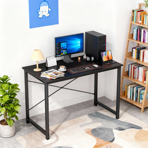 CONCETTA 40-47 Inch Computer Desk, Small Home Office Desk for Small Spaces, Study Writing Table for Students & Kids, Modern Simple Style Workstation with Metal Frame for Bedroom, Office