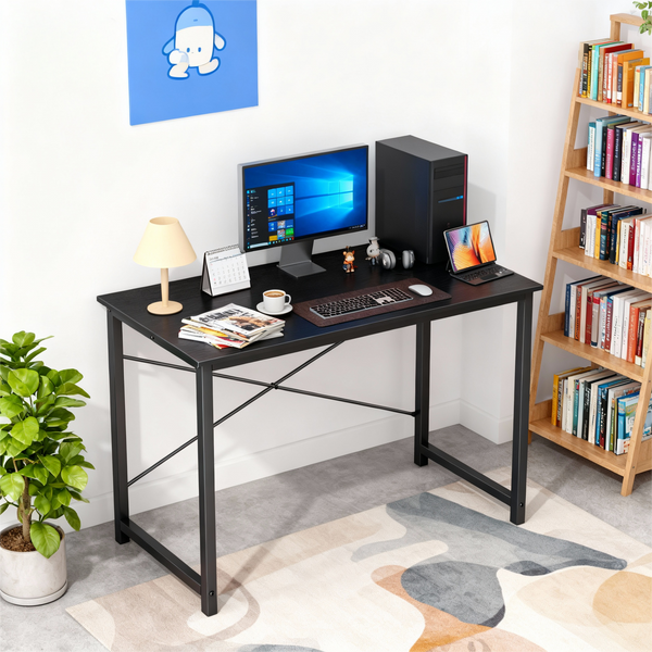 CONCETTA 40-47 Inch Computer Desk, Small Home Office Desk for Small Spaces, Study Writing Table for Students & Kids, Modern Simple Style Workstation with Metal Frame for Bedroom, Office