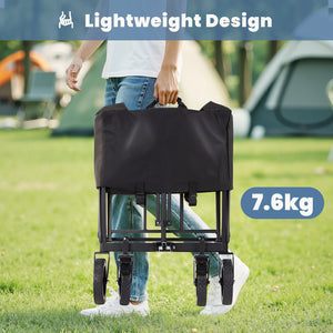 CONCETTA Foldable Utility Cart, Large Capacity Shopping Wagon Cart with Drink Holders for Outdoors