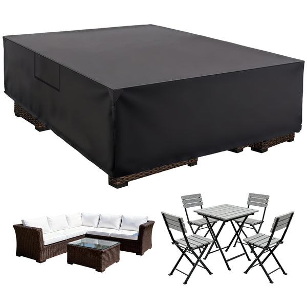 CONCETTA Rectangular Patio Furniture Cover, 600D Waterproof Outdoor Dining Table & Chair Cover, Heavy Duty
