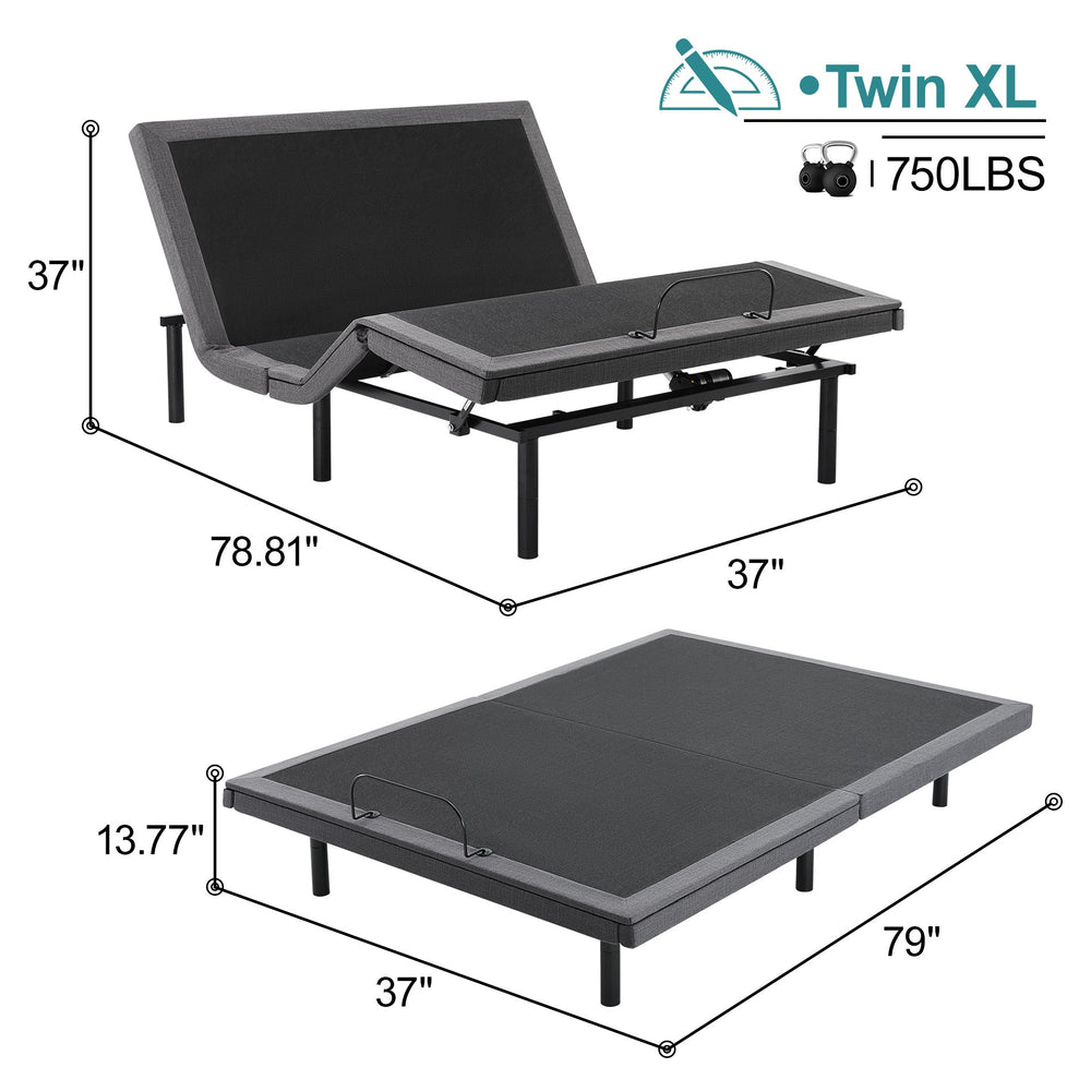 CONCETTA Adjustable Bed Frame, Individually Tilting Head and Foot with 2 USB Ports, Wireless Remote, Quiet Motor