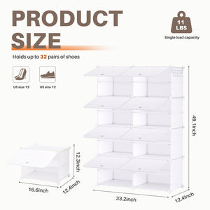 CONCETTA Shoe Rack, 24 Pair Plastic Shelves Storage Organizer for Closet Hallway Bedroom Entryway