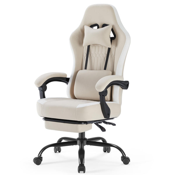 gaming chair, office chair with high backrest and computer chair, is an ergonomic adjustable rotating office chair. Available in black, white, khaki, pink and blue.