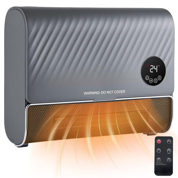 CONCETTA 1500W Wall-mount Electric Space Heater with 3 Mode 40-95°F Thermostat, 12H Timer, Child Lock, Low Noise for Bedrooms, Indoor