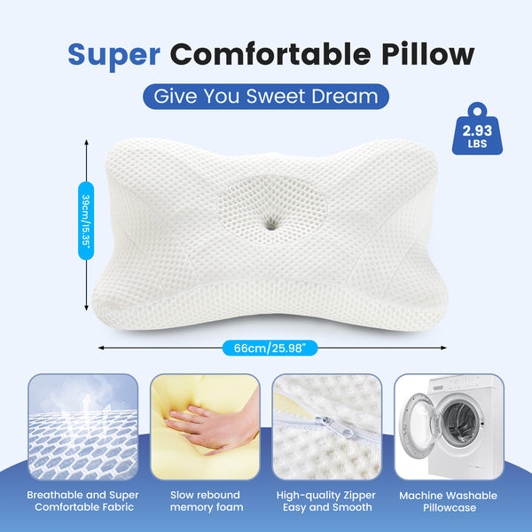 CONCETTAMemory Foam Pillows, Ergonomic Contoured Support for Side Back and Stomach Sleepers