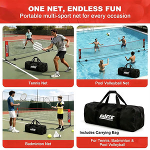 CONCETTA Badminton & Small Pickleball Net - 3/4.2/5.2M Widths, Adjustable 85-153cm Height, Foldable with Carry Bag for Backyard/Indoor/Outdoor Games