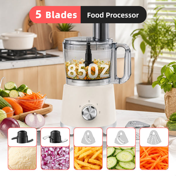 CONCETTA 12-Cup Food Processor & Vegetable Chopper, Stack & Snap Design, 450W 2-Speed Motor, Stainless Steel Blades, BPA-Free Bowl