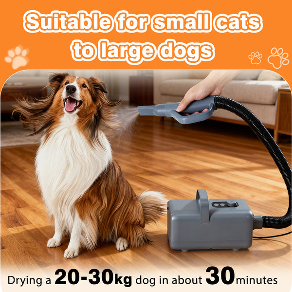 CONCETTA Large Dog Hair Grooming Blower,Dog Hair Dryer with Adjustable Wind Speed & Heater Temperature4 Nozzles, 6.5ft Cord for Dog Hair Force Blower