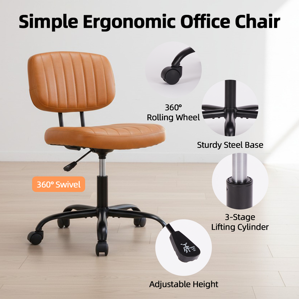 CONCETTA Ergonomic Home Office Mesh Desk Chair, Small Space, Armless Rolling Chair for Adults