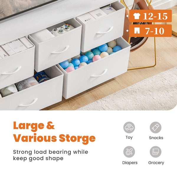 CONCETTA 38 in 5 Drawers Dresser Chest of Drawers,Metal Frame and Wood Top